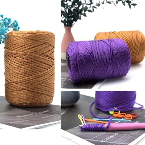 Polyester Braided Macrame Cord Thick Durable Soft Crochet Cord for 3mm White