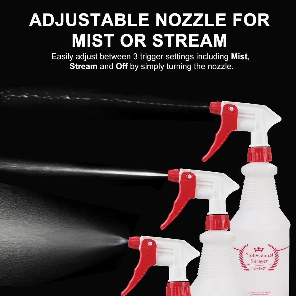 24 Oz Heavy Duty Empty Plastic Spray Bottle 4 Pack Leak Proof Adjustable Nozzle