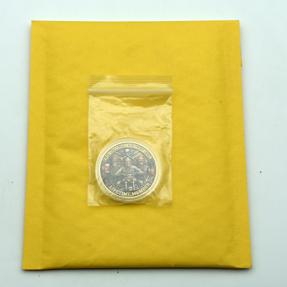 Old Bastards Motorcycle Club Coin - Lifetime Member, Vintage Biker Design Medal