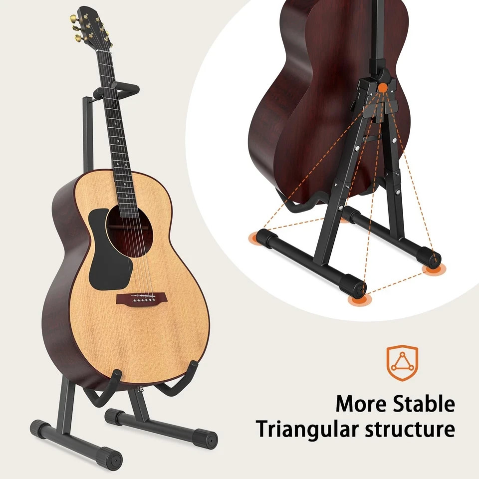 GLEAM Adjustable Folding Guitar Stand, A-shape with Neck Holder, Fully Assemb...