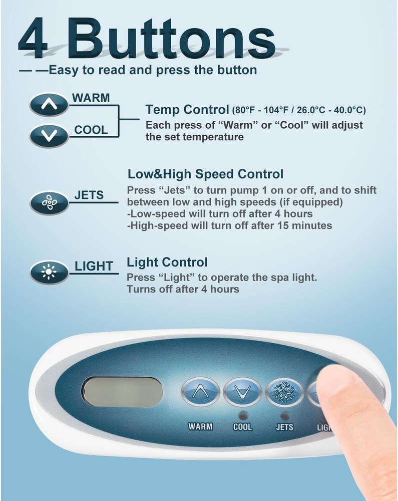 53238 4 Button Spa Topside Control Panel Keypad for Balboa Mini Oval Heat Jacket