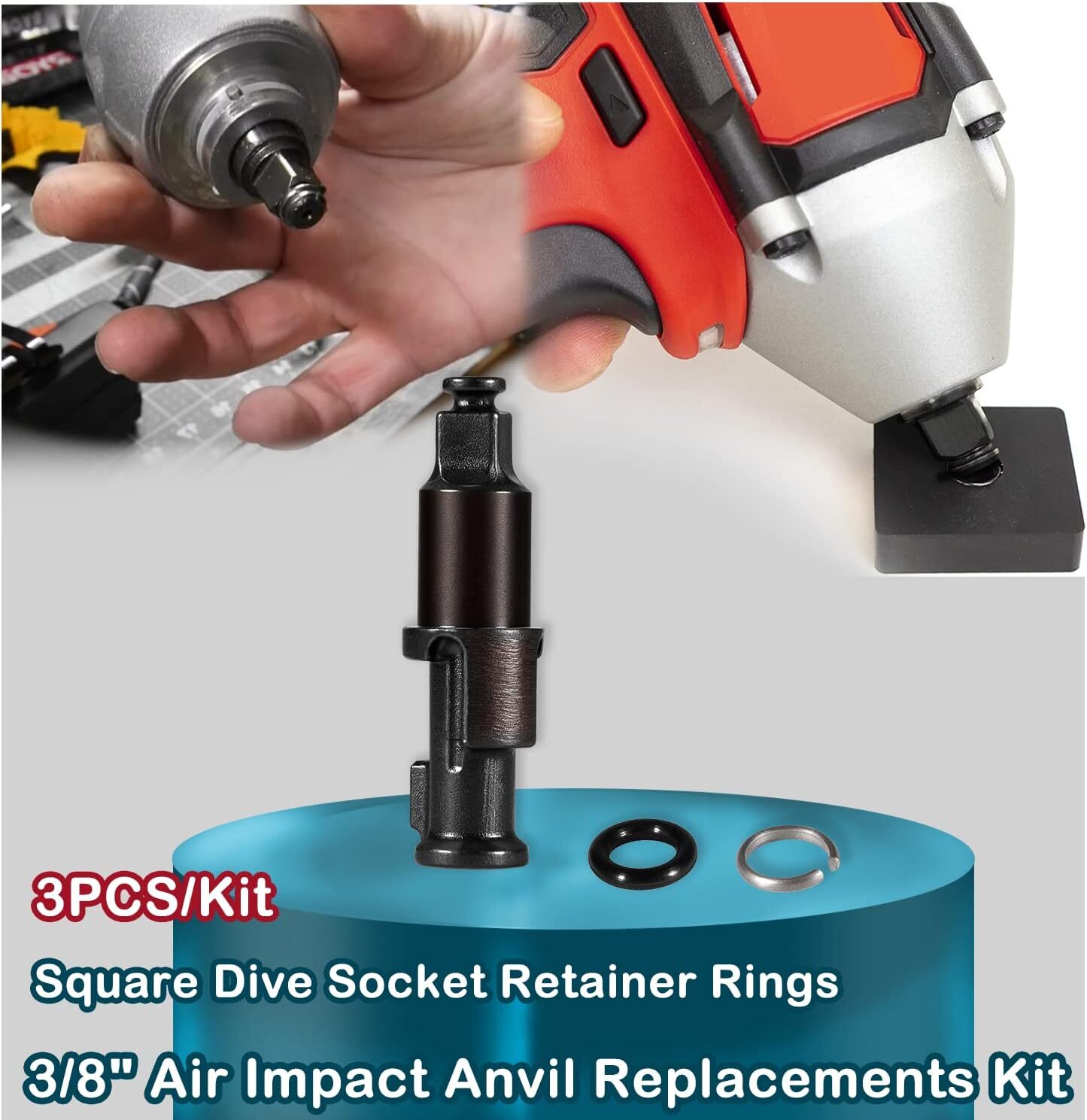 3/8" Impact Wrench Replacement Anvil w/ O Ring for Ingersoll Rand IR2112 IR2115