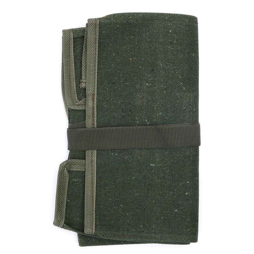 10Pockets Canvas Spanner Wrench Tool Roll Up storage bag Organizer Pouches Case~