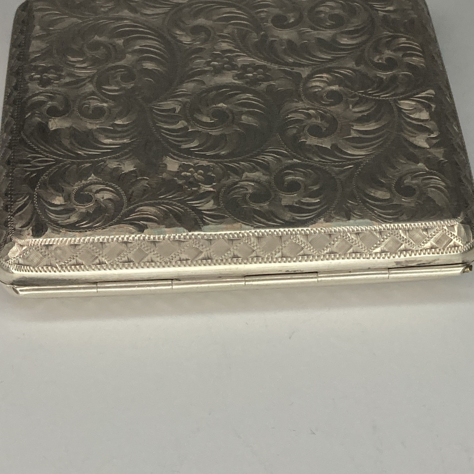 Sterling Silver .950 Cigarette Case Vintage Engraved~Made In Japan(130.5 Grams)