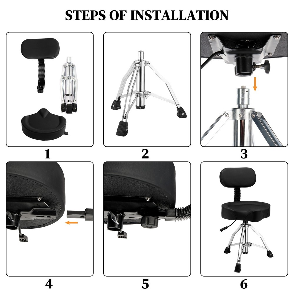 Drum Throne with Backrest Hydraulic Adjustable Heavy Duty Drum Stool