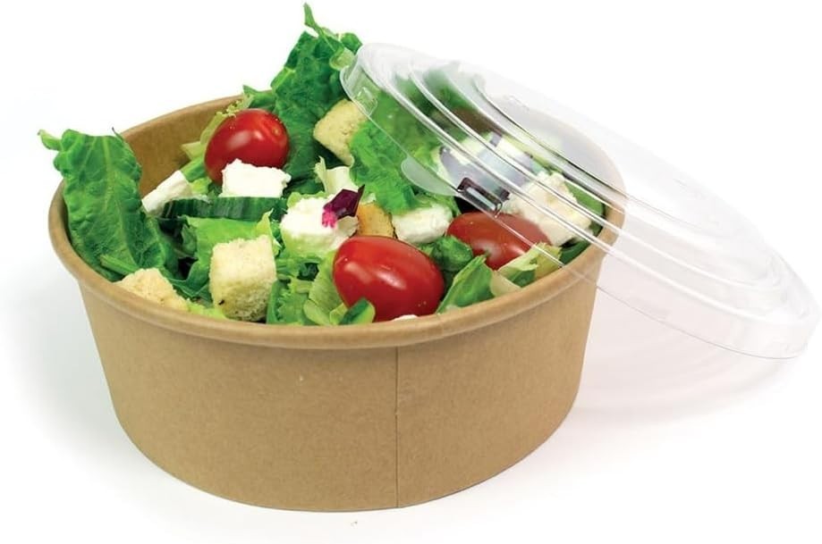 Disposable Kraft salad & Soup paper bowls W/ lids Food containers Meal Prep