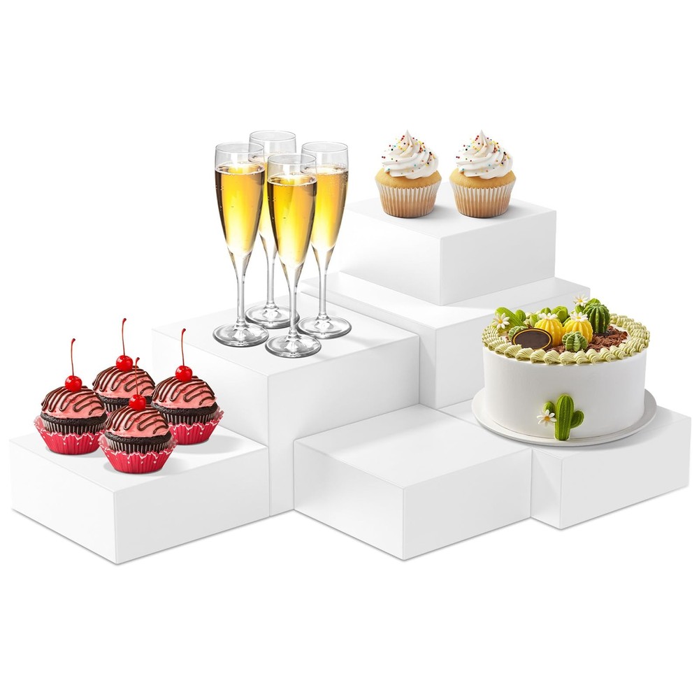 6PCS Buffet Risers, Food Risers for Buffet Table, Acrylic White Buffet Risers...
