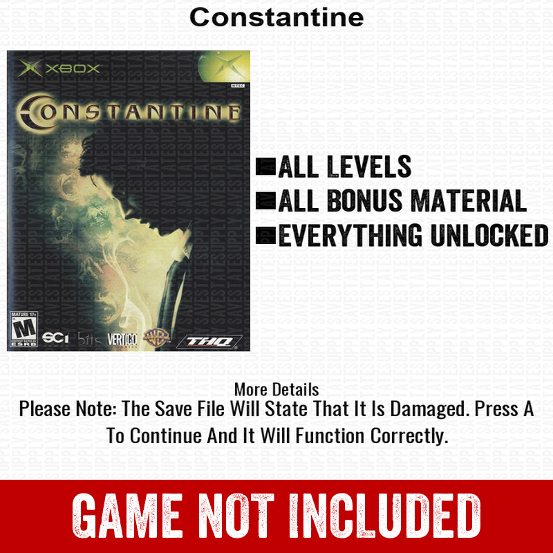 Constantine 100% Unlocked All Items Xbox USB Save File