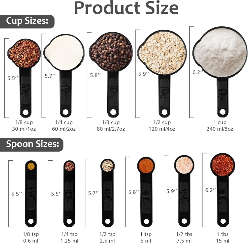 Accmor Measuring Cups & Spoons Set, Plastic Cooking Baking Tools Measuring Spoon