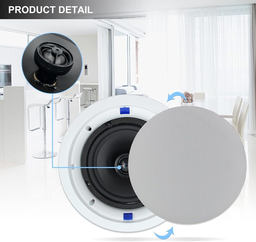 Herdio 4 pack 6.5'' Bluetooth Ceiling Speakers Full Range Superior Sound