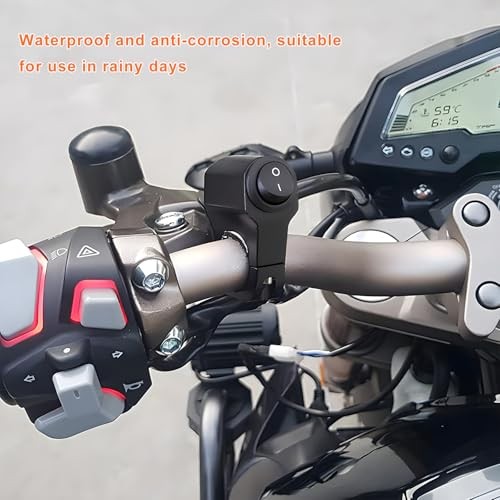 Motorcycle Handlebar Switch, 12V Waterproof Handlebar Light Switch with 2 PCS