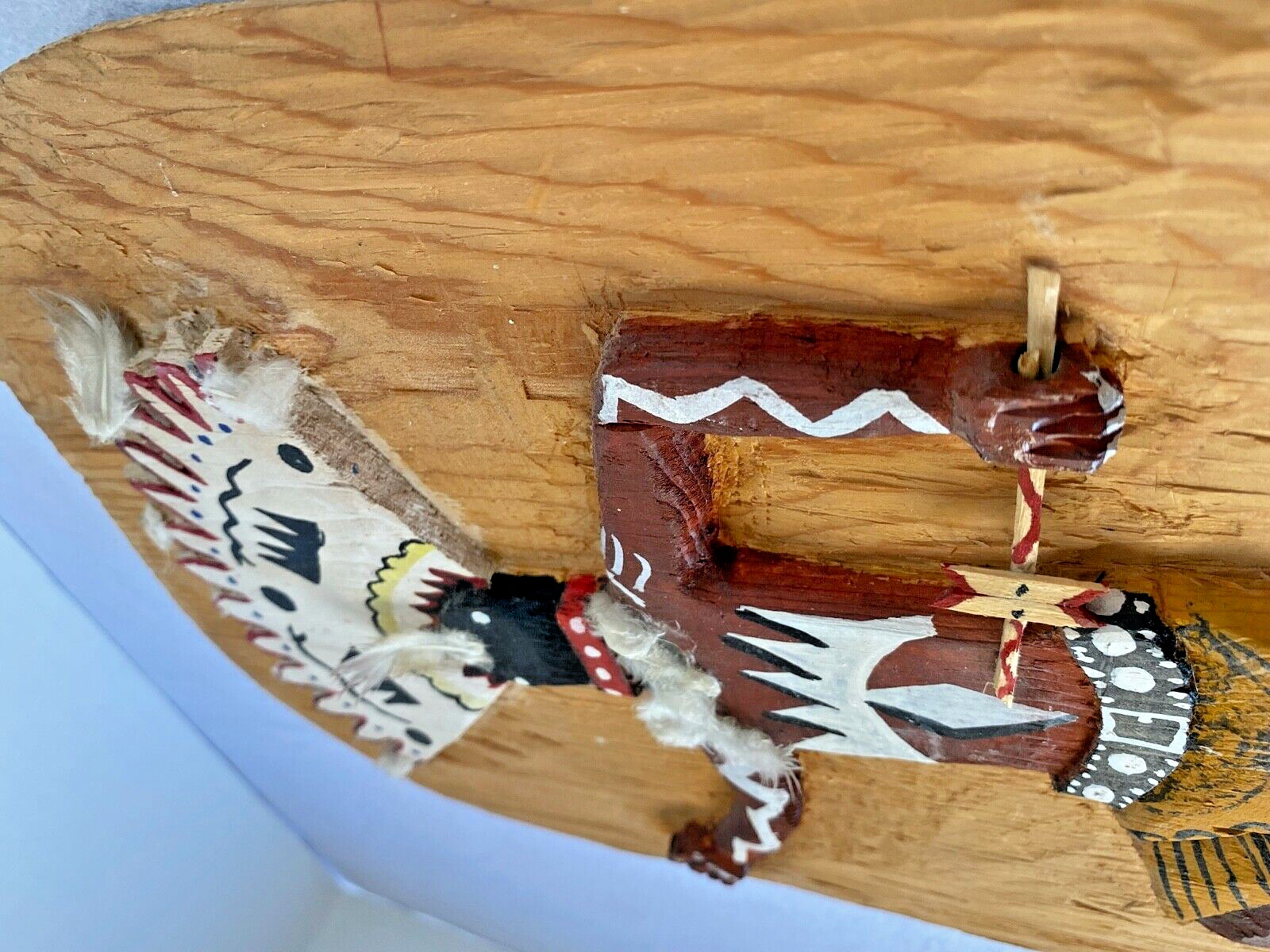 Apache Crown Dancer Art Carved Relief Wood Native American Plaque Signed