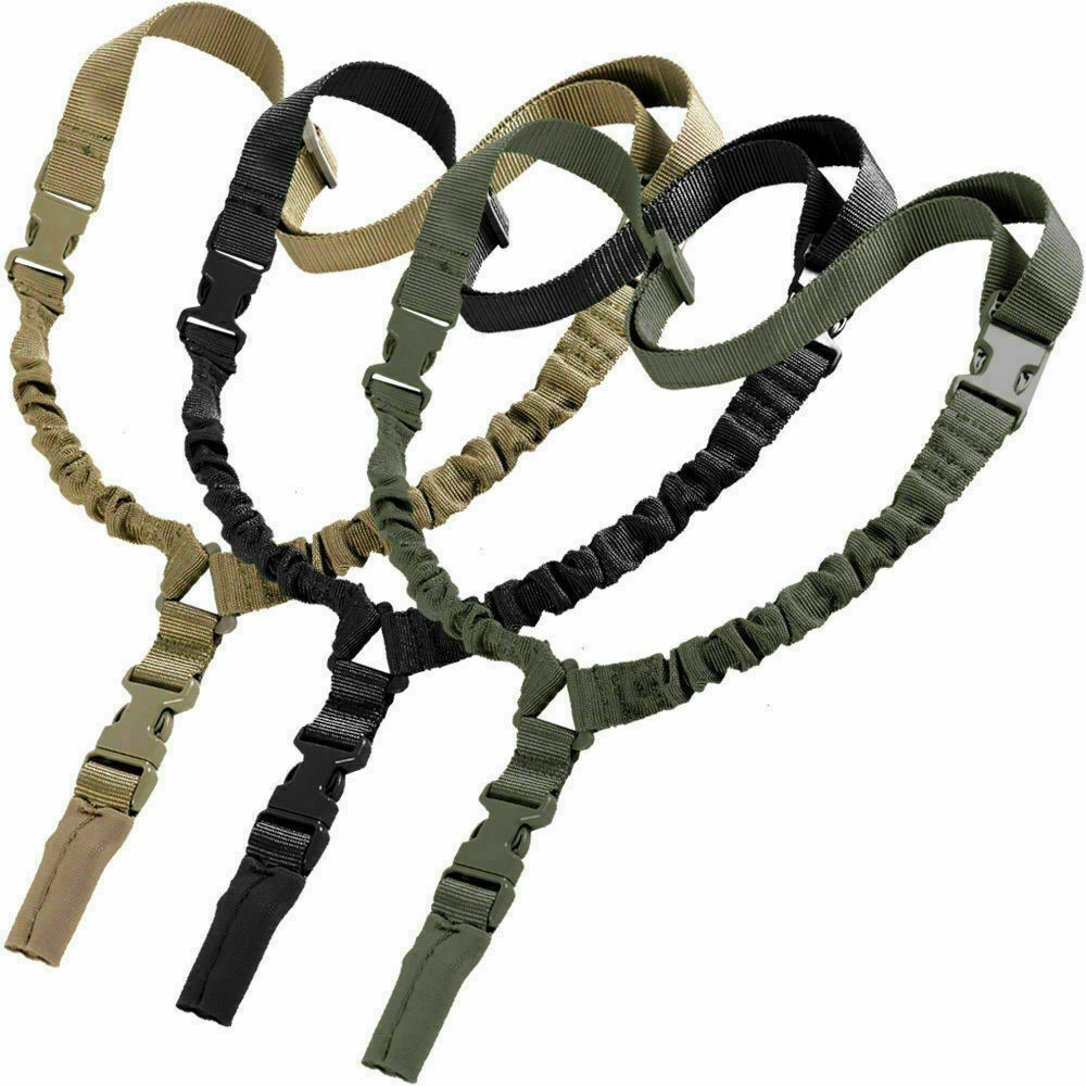 Tactical One Single Point / Two / Three Point Sling Strap Bungee Rifle Gun Sling