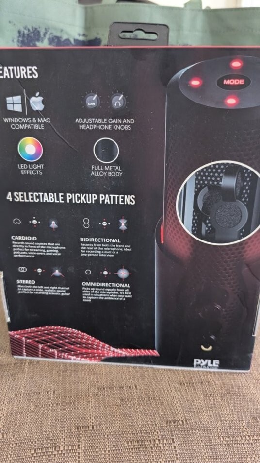 Pyle USB Computer Desktop Professional Streaming USB Microphone - 4 Modes