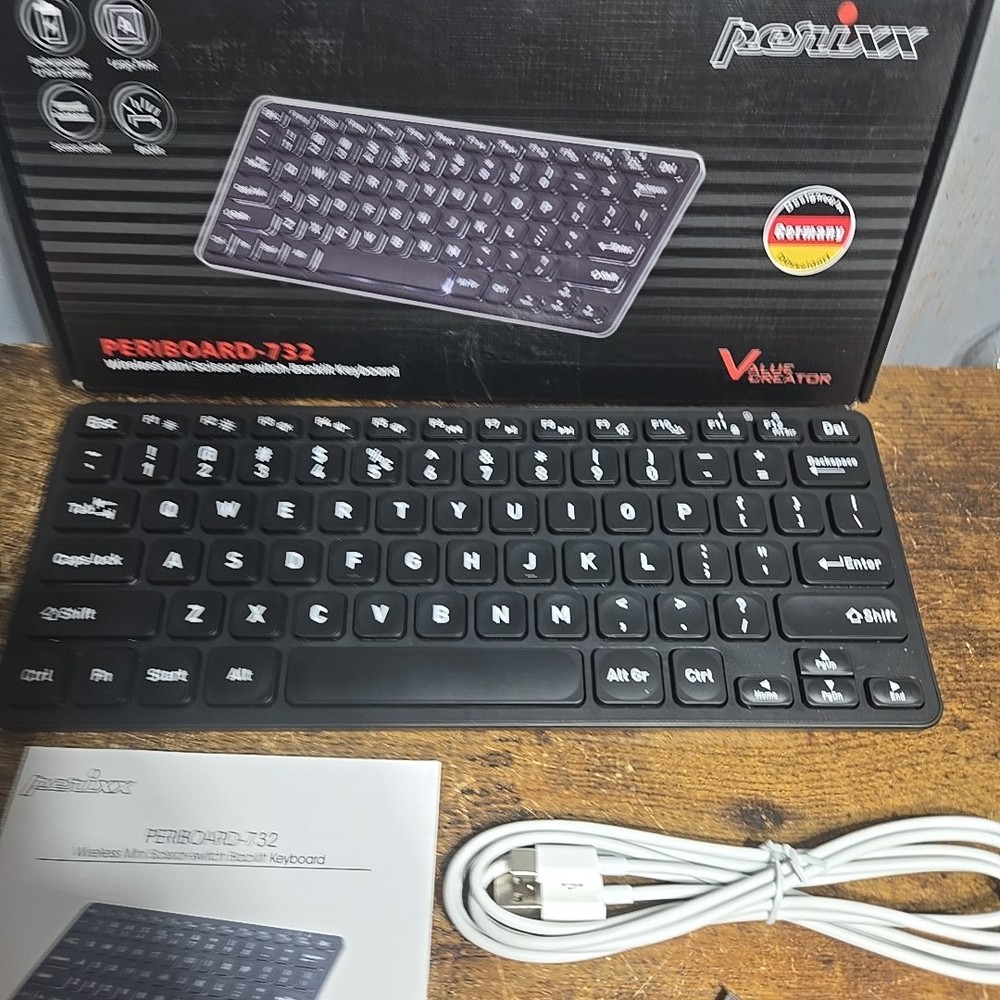 Perixx PERIBOARD-732B Wireless Backlit Mini Keyboard - X Type Scissor Keys - ...