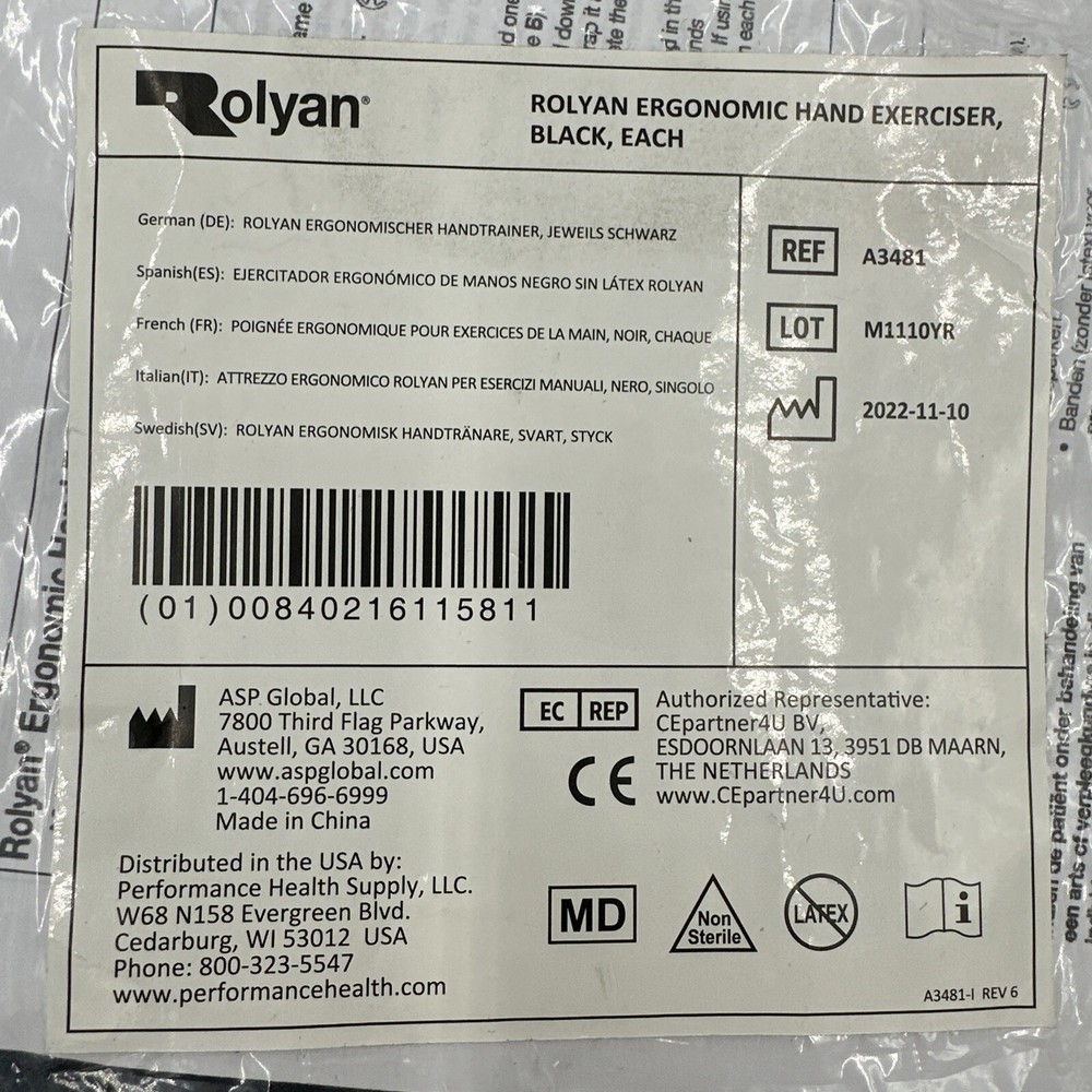 Ergonomic Hand Exerciser Rolyan Ergonomic Hand Exerciser Black A3481