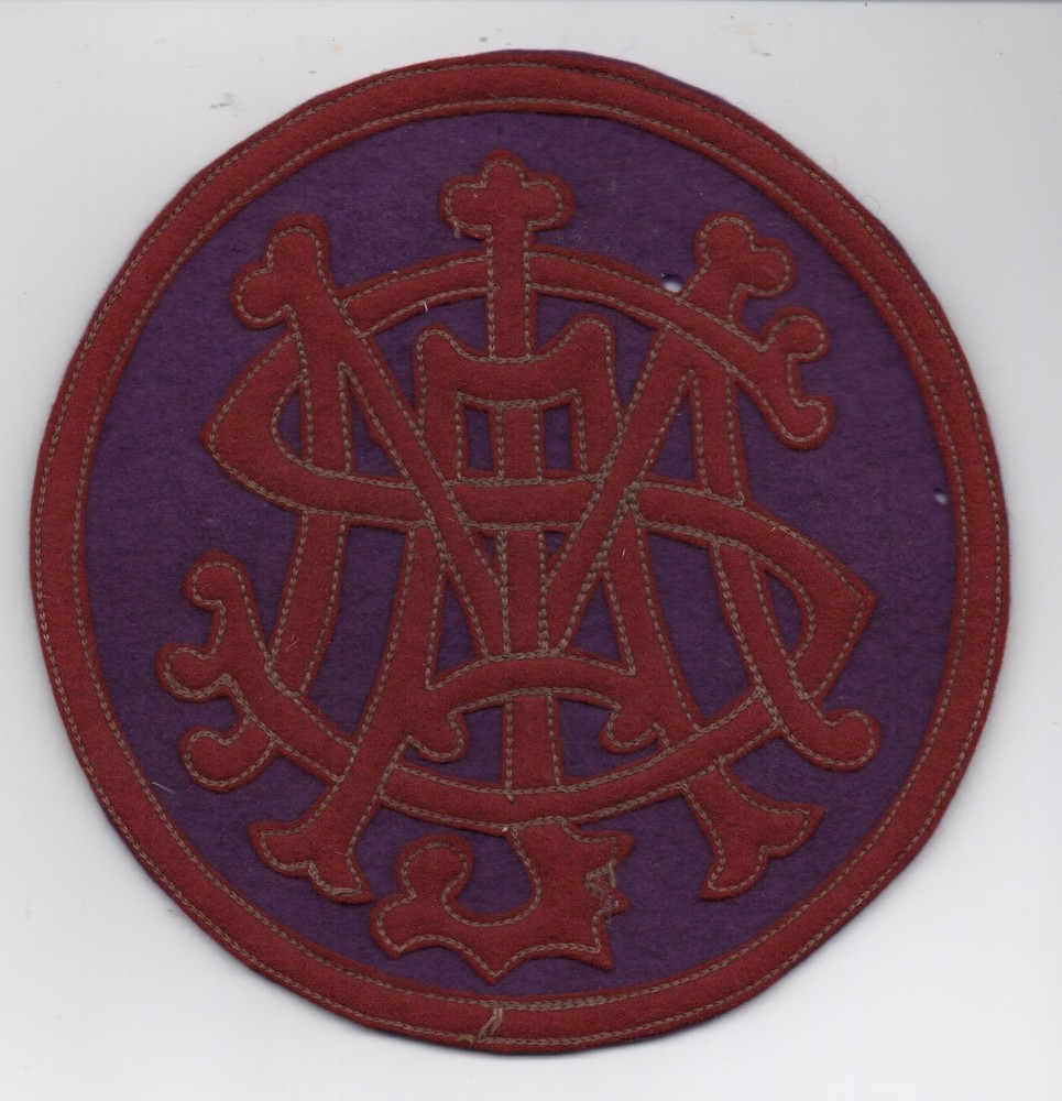 Large 19th Century Two Color Collegiate Patch with Initials  A.Y.S. ?