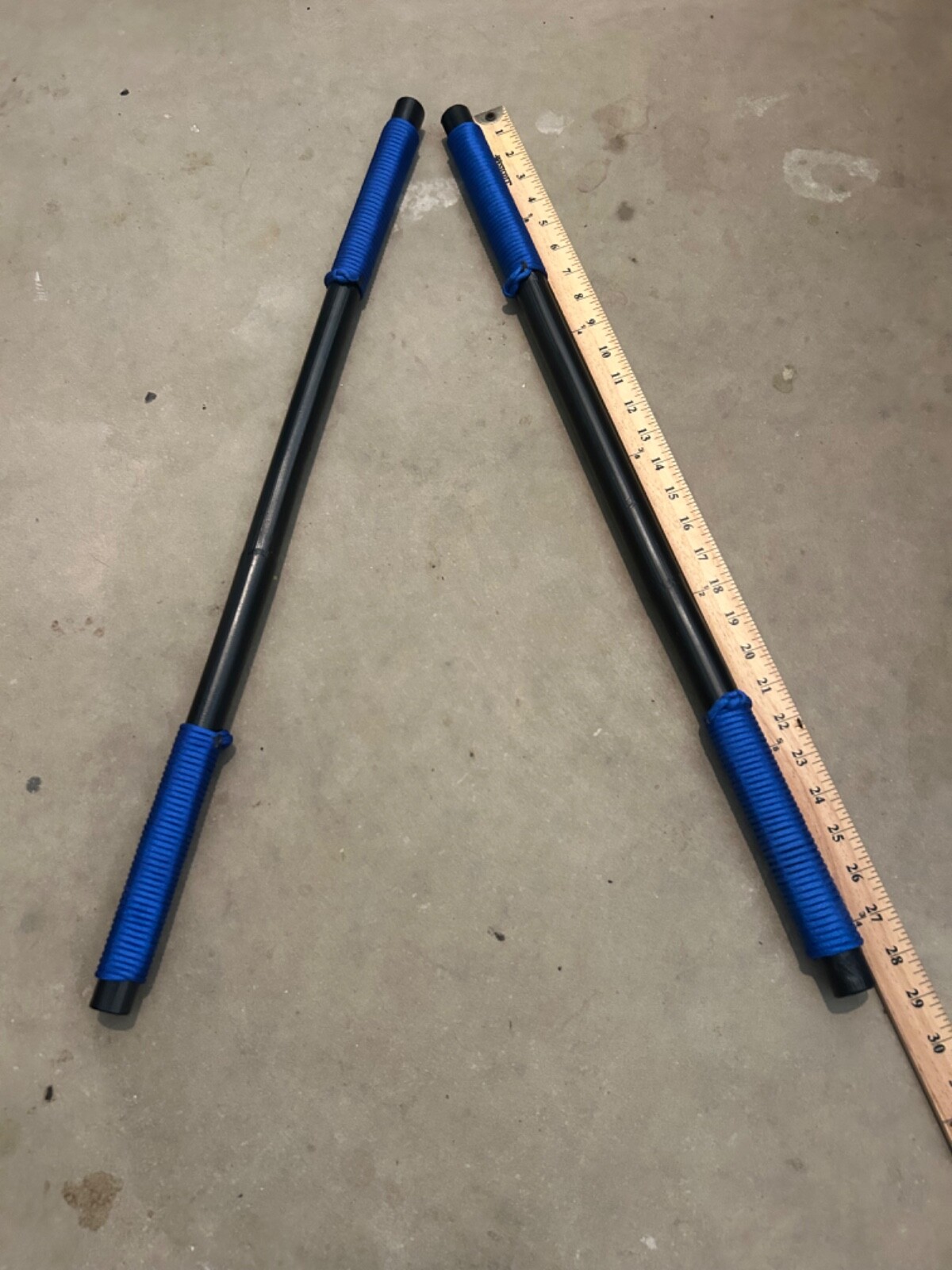 Pair Of Nightwing-inspired Escrima Sticks - Handmade - Rattan & Blue Paracord