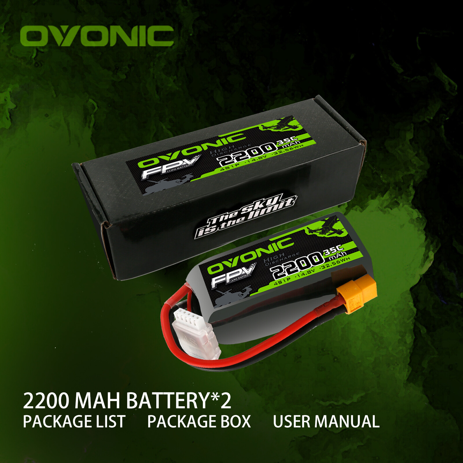 OVONIC 35C 2200mAh 14.8V 4S Lipo Battery With XT60 Plug For RC Aircraft jet Boat