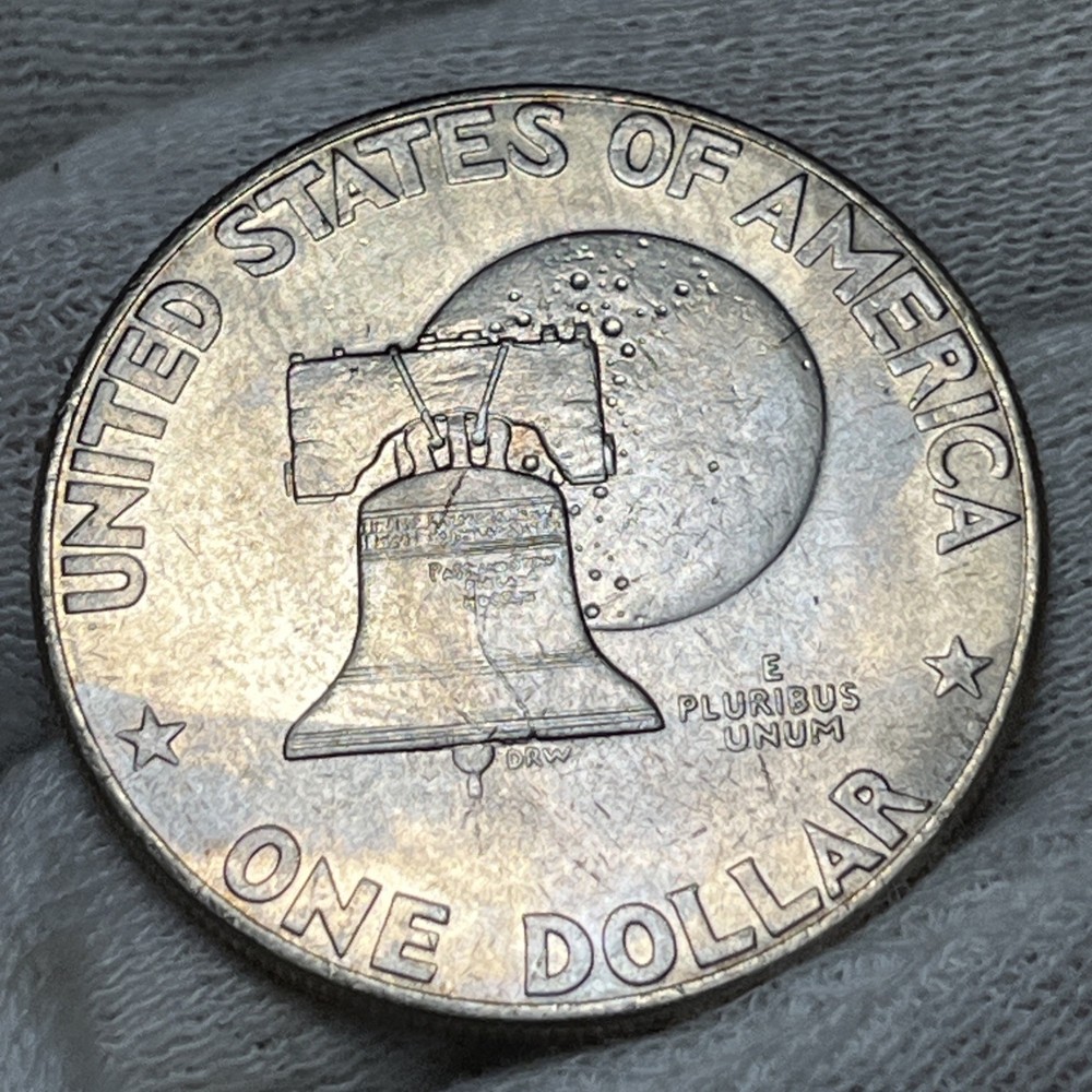 1776-1976 P Eisenhower Dollar Errors Type 1 Die Crack Errors Rainbow Toning UC