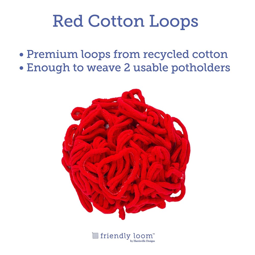 Friendly Loom | 7” Traditional-Sized Red Potholder Weaving Loops | Red,