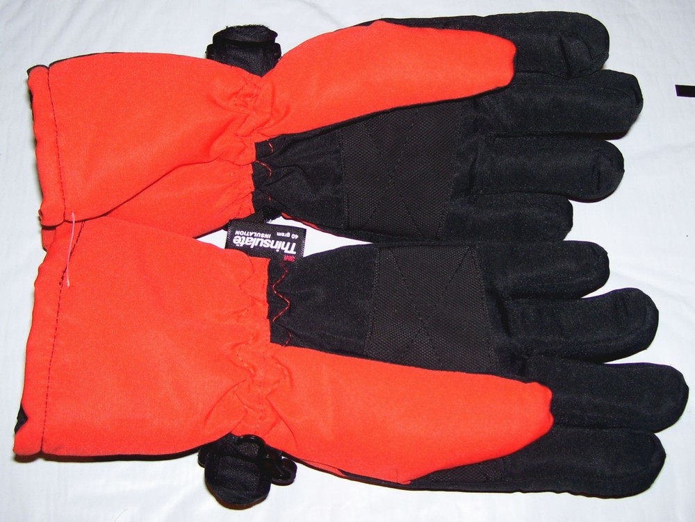 THINSULATE Athletech Medium Gloves Black & Orange Adjustable Wrist Straps