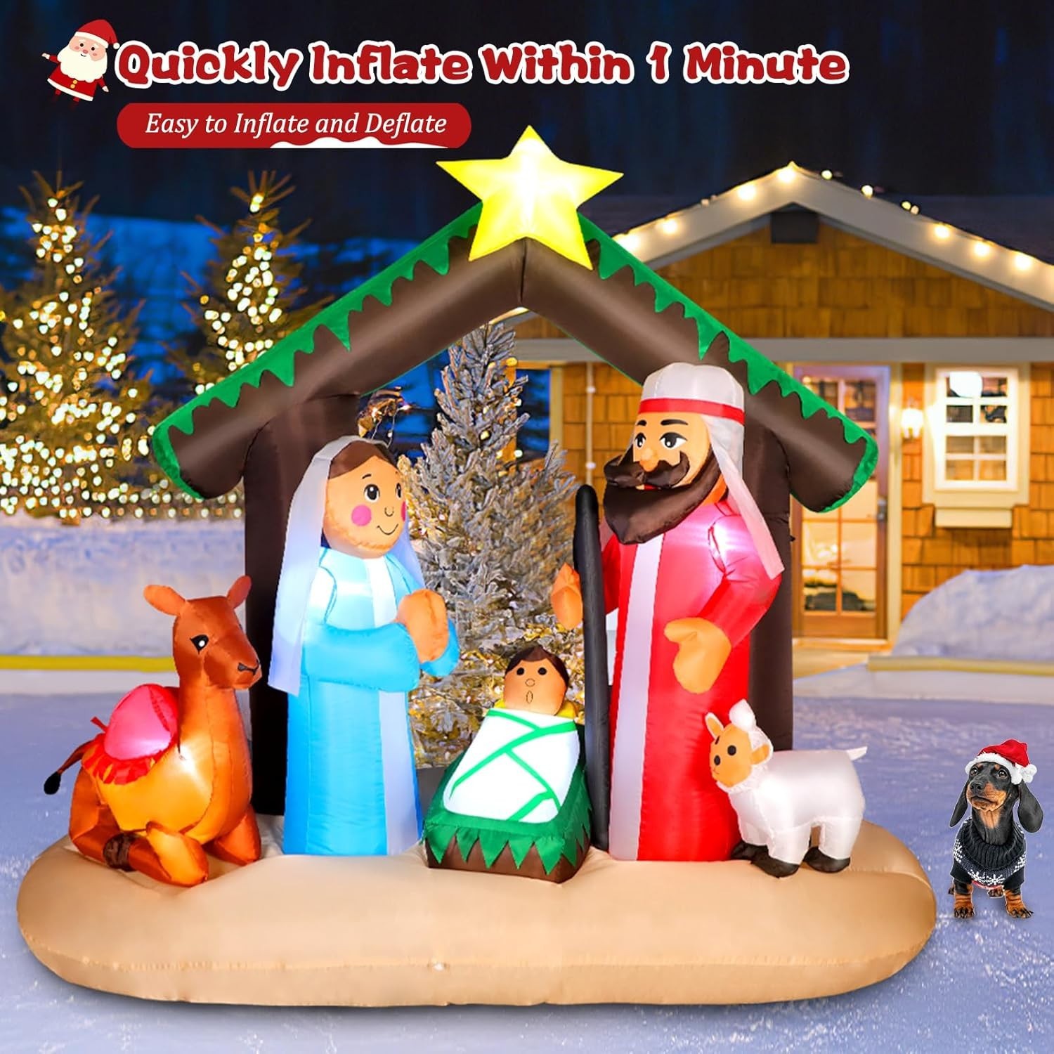 Waterproof 7FT Inflatable Nativity Set – Stable & Eye-Catching Christmas Display