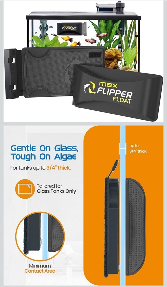 Flipper MAX FLOAT Algae Magnetic aquarium Cleaner 5/8"- 3/4" Tanks