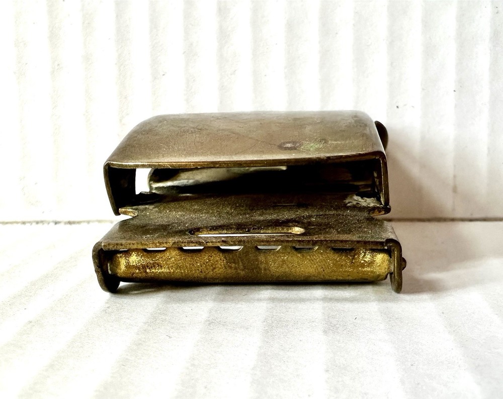 Vtg US Military Solid Brass Belt Buckle History Collector