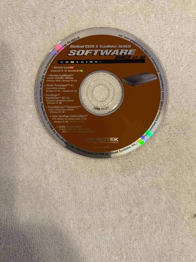 SlimScan C3/C6 & ScanMaker X6/V63 Software BRNCD v1.48 - CD ONLY!!!