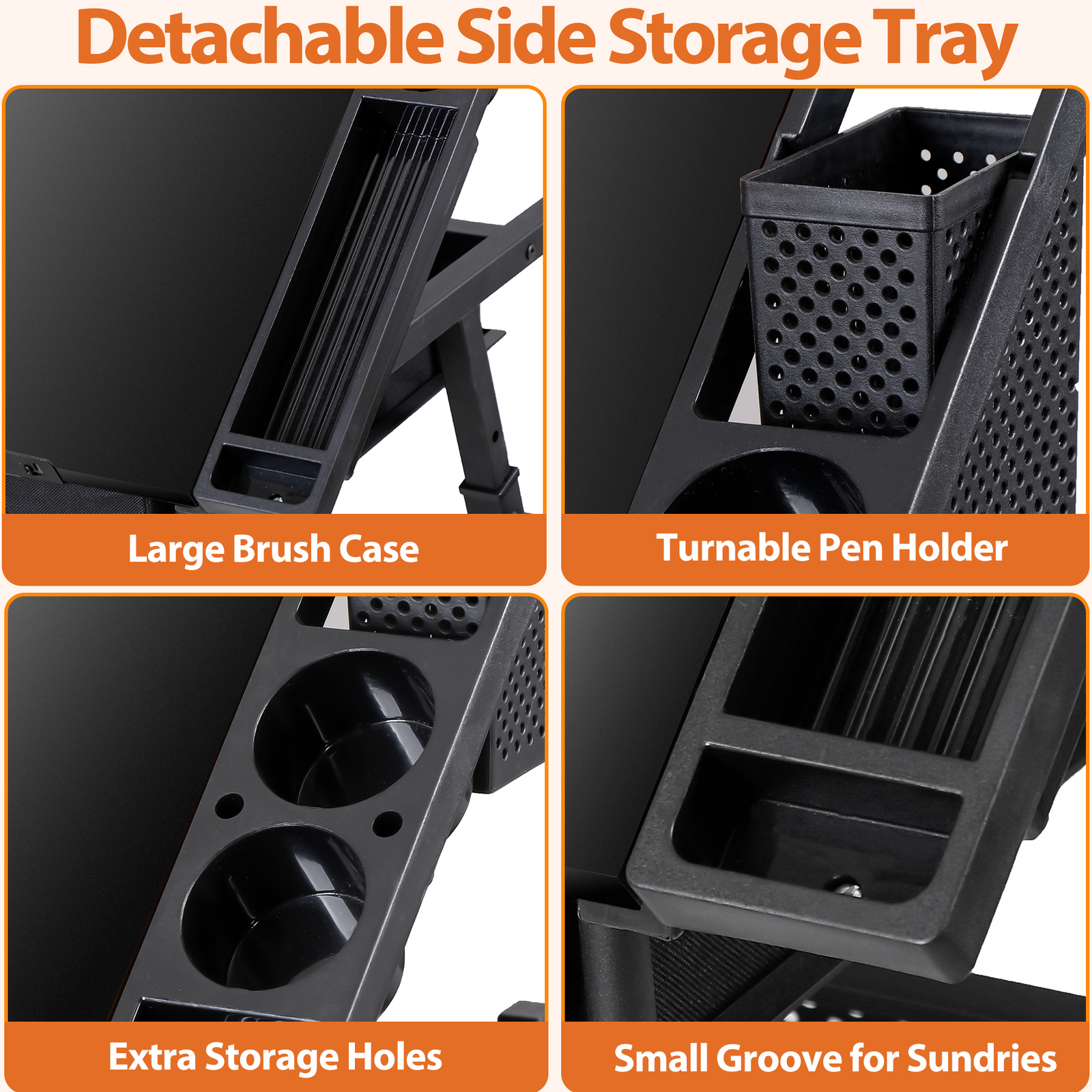 Drafting Table Drawing Desk Adjustable Tabletop w/Charging Station & Stool Black