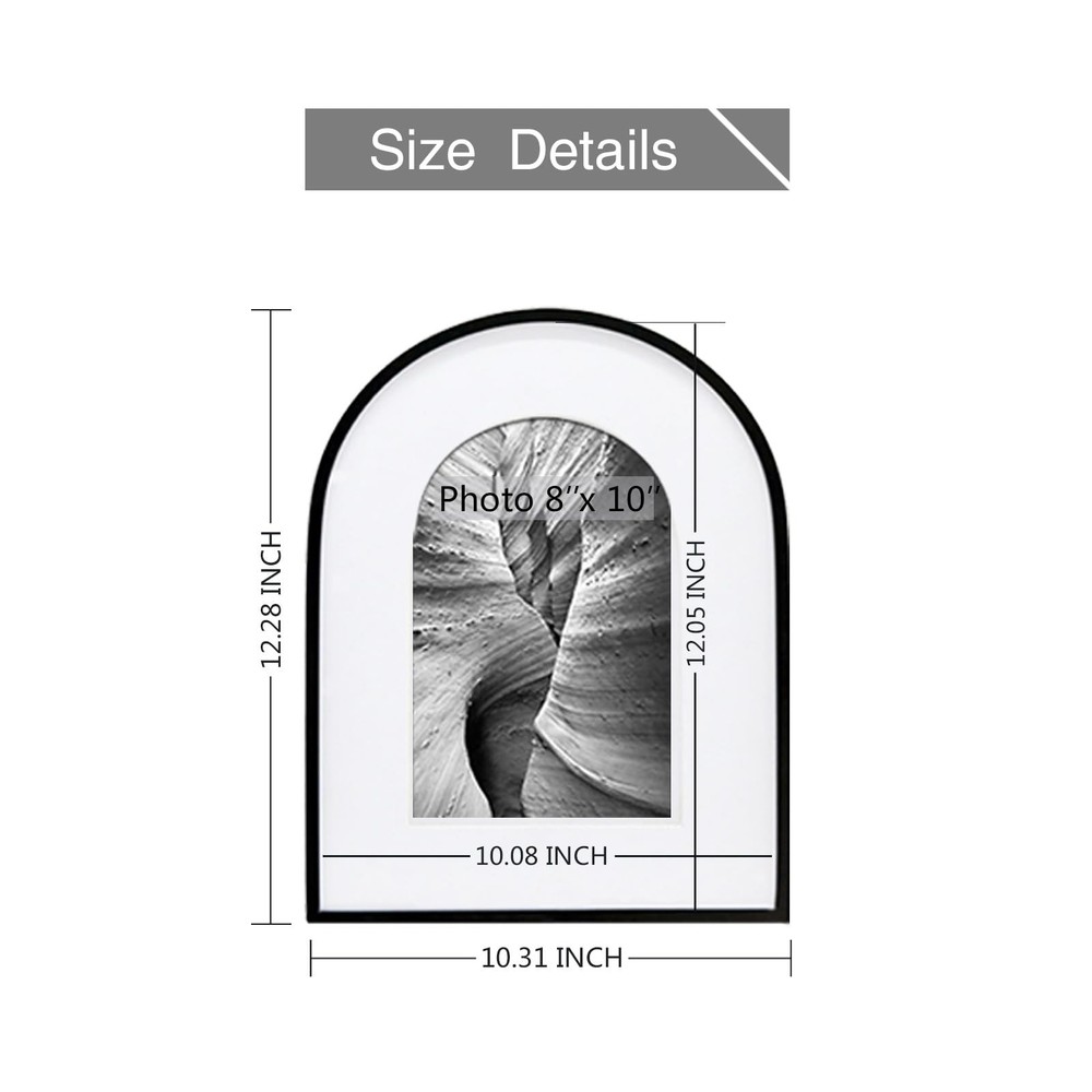 3 Pack Elegant Aluminum Arch Picture Frames - Wall Mount & Tabletop Display, ...