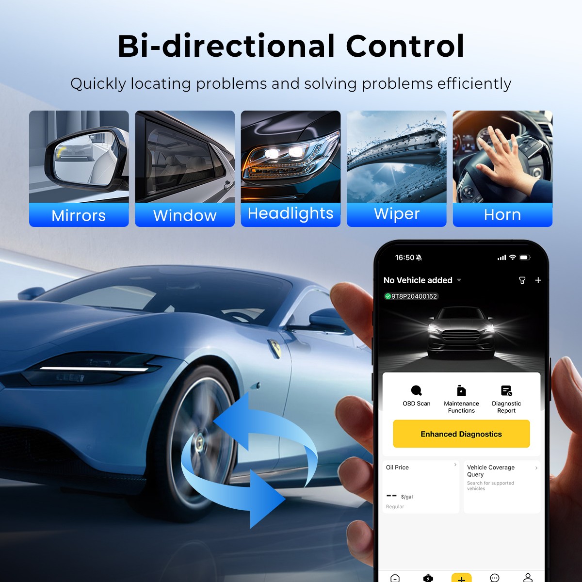 MUCAR BT200 MAX Bluetooth OBD2 Code Reader Scanner Tool Full System AI Diagnose