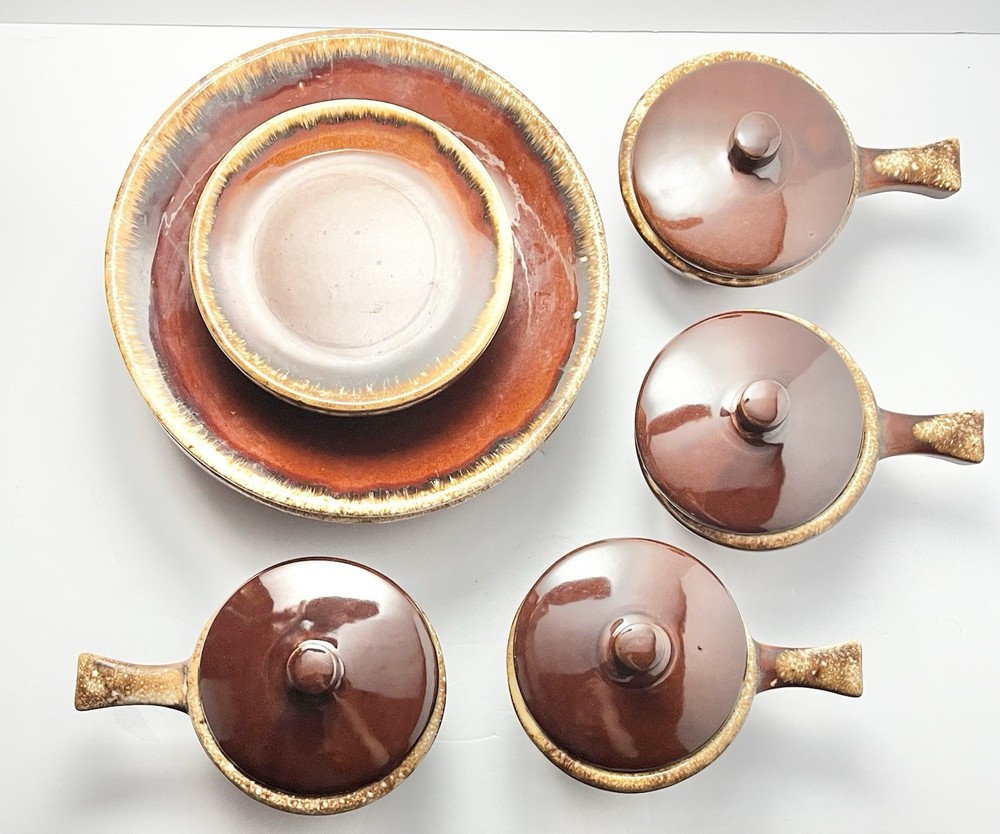 Hull “Brown Drip” 6-Piece Ceramic Dinnerware Set