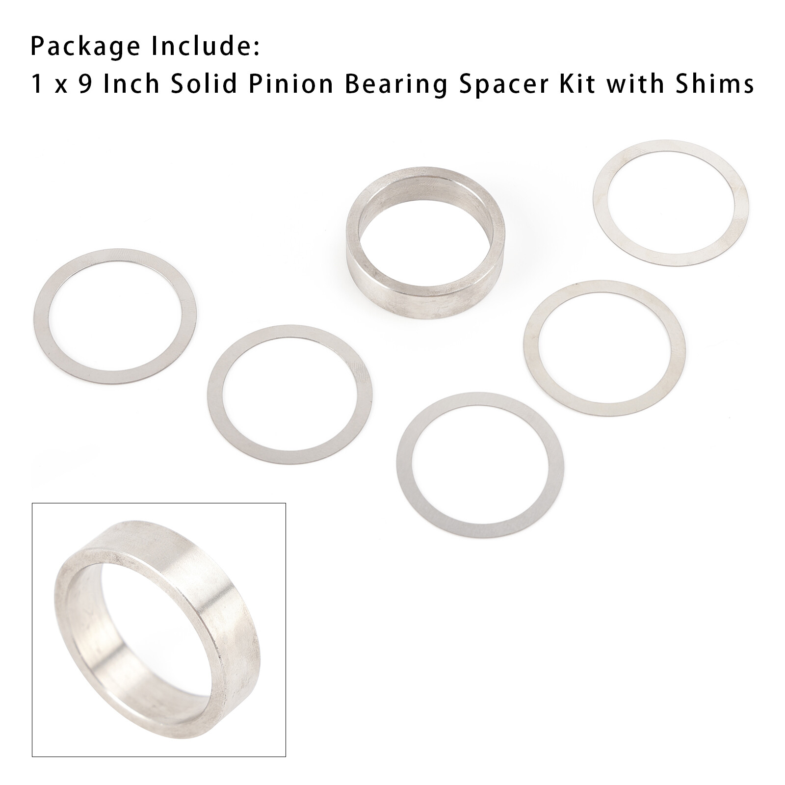 9 Inch Solid Pinion Bearing Spacer Kit with Shims 9190920 Fit For Ford