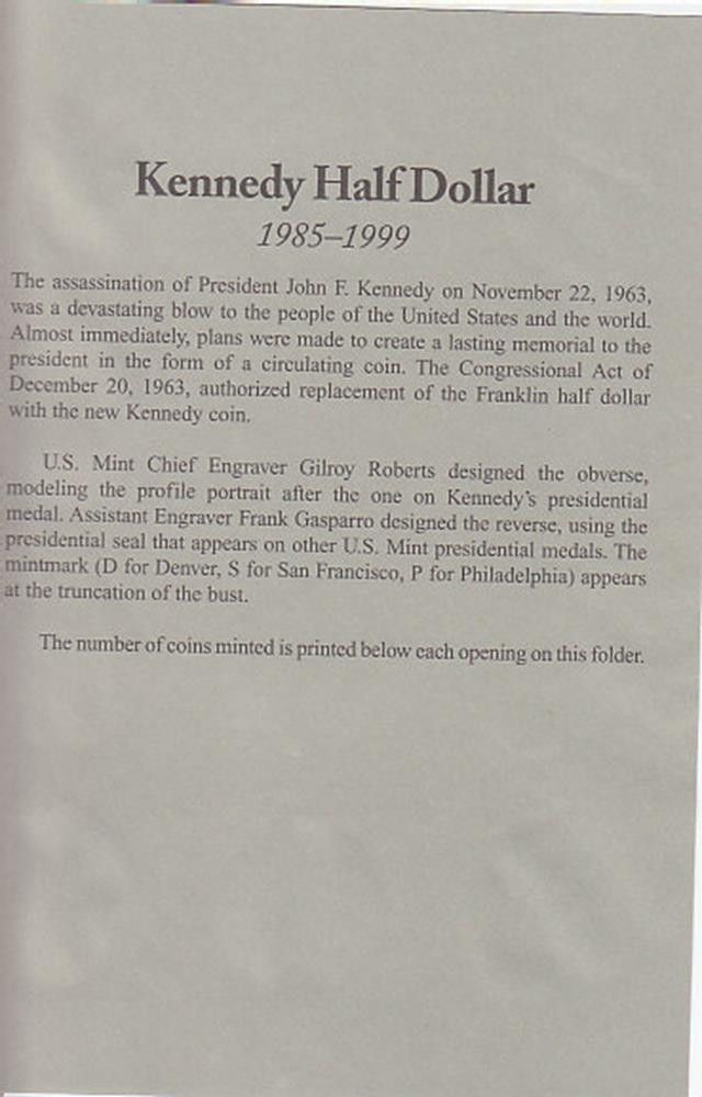 H E HARRIS 2697 Coin Folder #2 Kennedy Half Dollar 1985 - 1999 Book