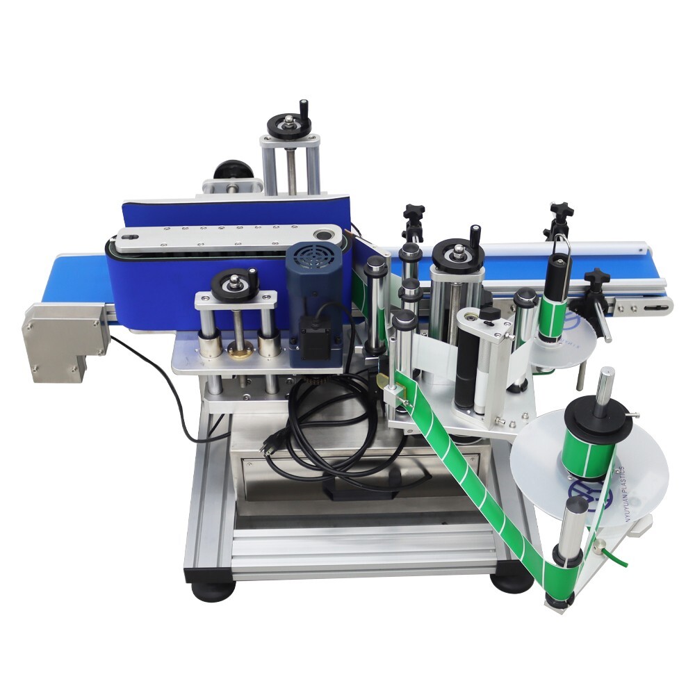 110V Automatic Conveyor Round Bottle Labeling Machine Label Applicator 4-10cm