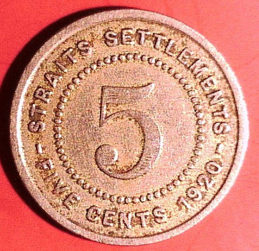 STRAITS SETTLEMENTS /  5 FIVE CENTS 1920
