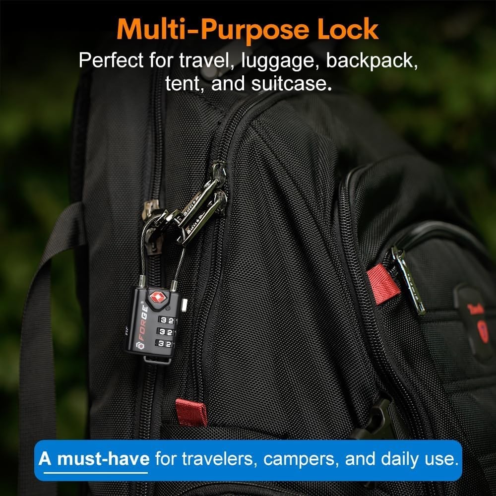 2 Pack TSA Approved Cable Luggage Locks,Multi-purpose lock for backpack suitcase
