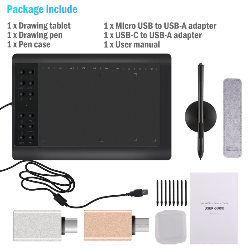 Animation Digital Graphics Drawing Tablet 12 Hot Keys for Windows/Mac/Android