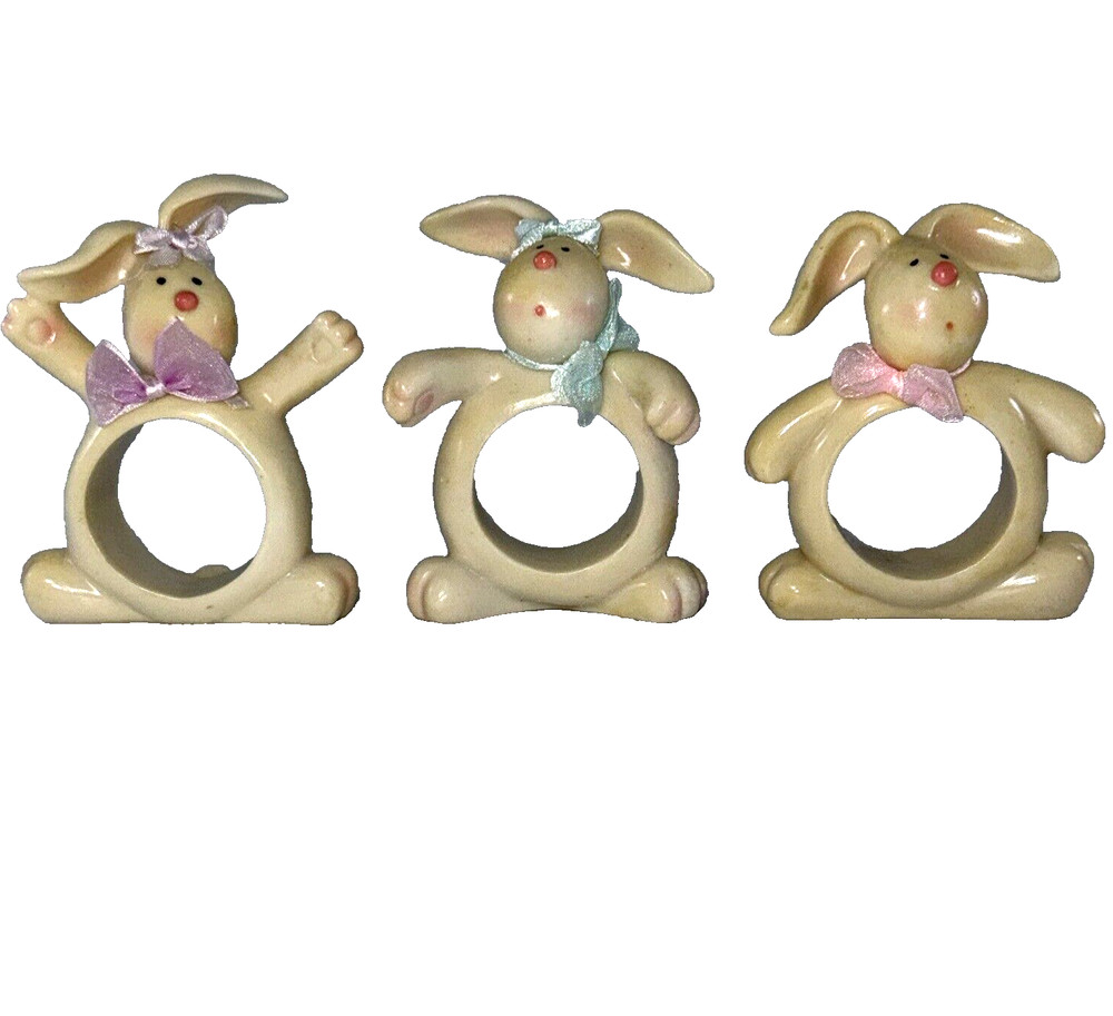 Bunnys with Bows Napkin Rings Easter Spring