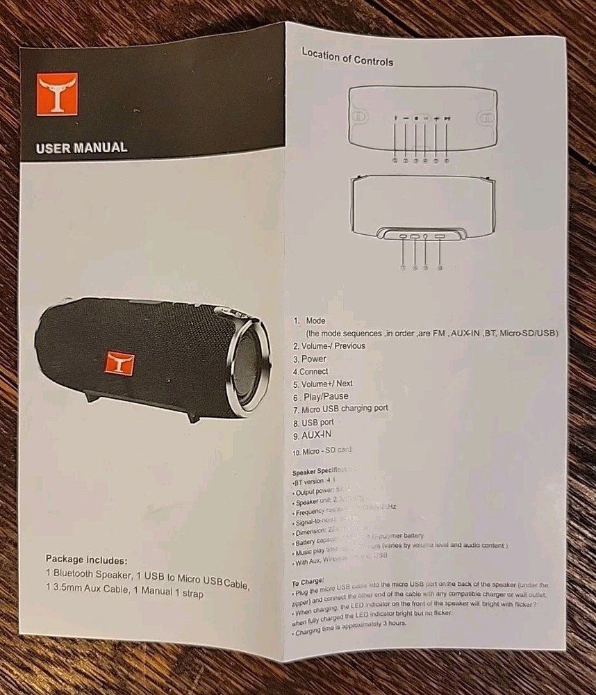 Toro OPA400 Portable Bluetooth Wireless Waterproof Speaker Sound System