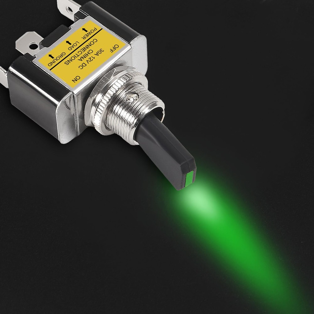 4PCS Green LED Toggle Switch 30 Amp 12 Volt Toggle Switch SPST ON Off 2 Position