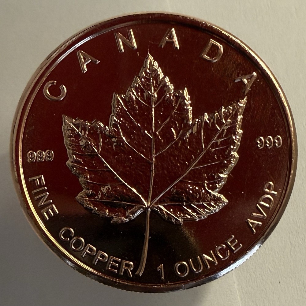 1oz. Copper Rounds "Maple Leaf" - .999 Fine Copper - Proof Like