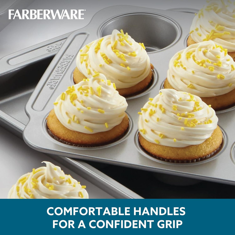 Farberware Nonstick Steel Bakeware Set with Cooling Rack, Baking Pan and Cookie
