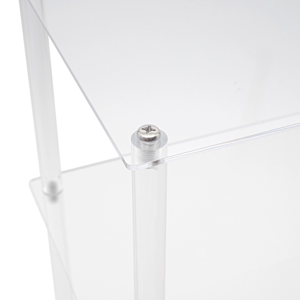 3-Tier Mobile Clear Acrylic Printer Stand Storage Shelf Printer Table on Wheel