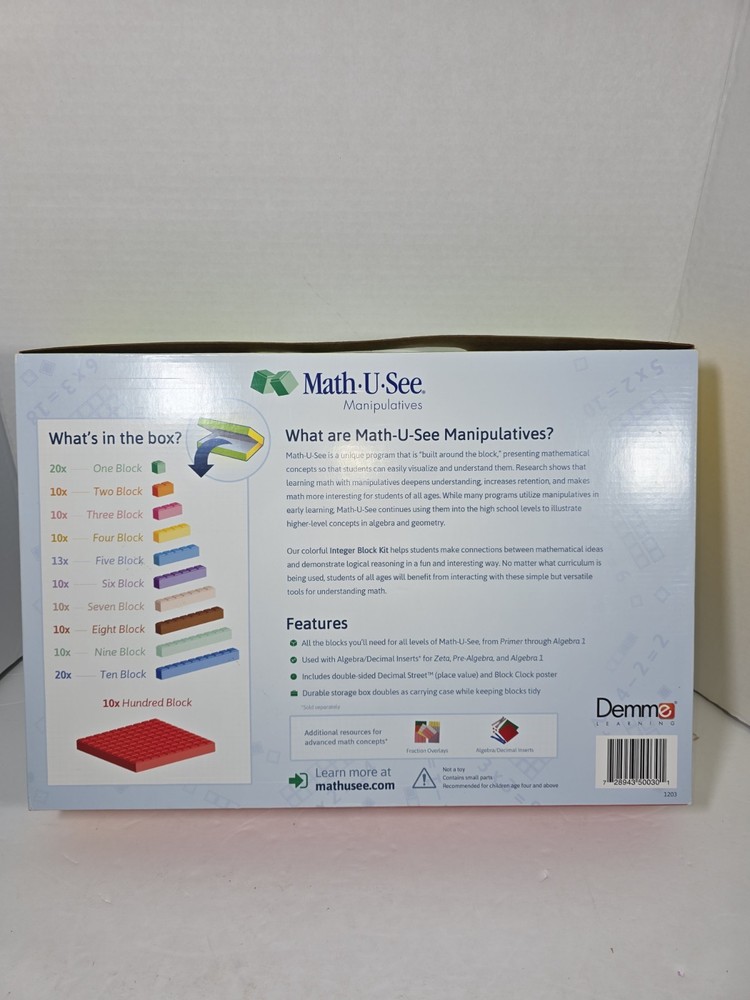 Math U See Manipulatives Integer Block Kit homeschool Learning