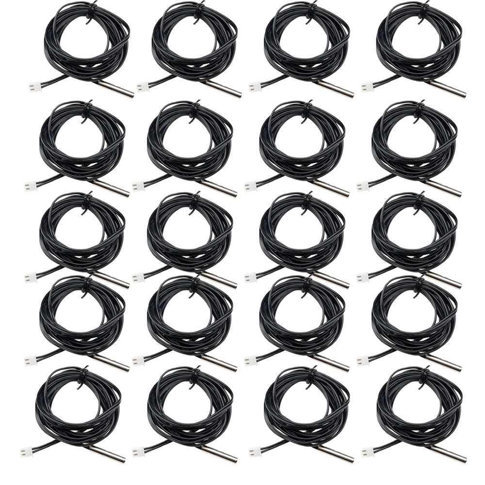20PCS 1m NTC Thermistor Temperature Sensor 10K 1% 3950 Waterproof Probe Cable