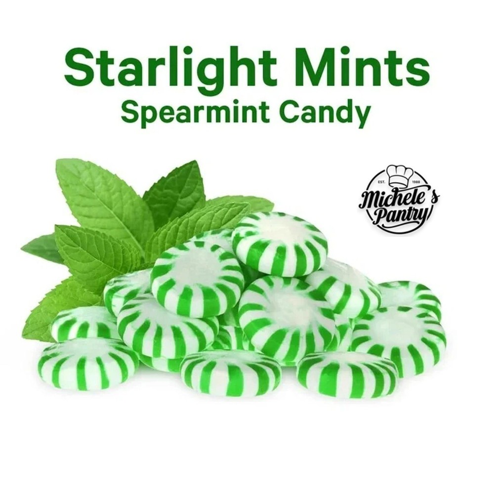 Spearmint Starlight Mints Hard candy bulk wrapped candy 2 Lbs. Menta