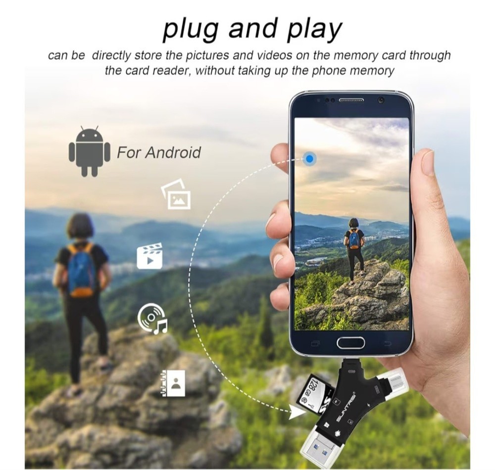 SD Card Reader for iPhone/ipad/Android/Mac/Computer/Camera,4 in1 Micro SD Card R